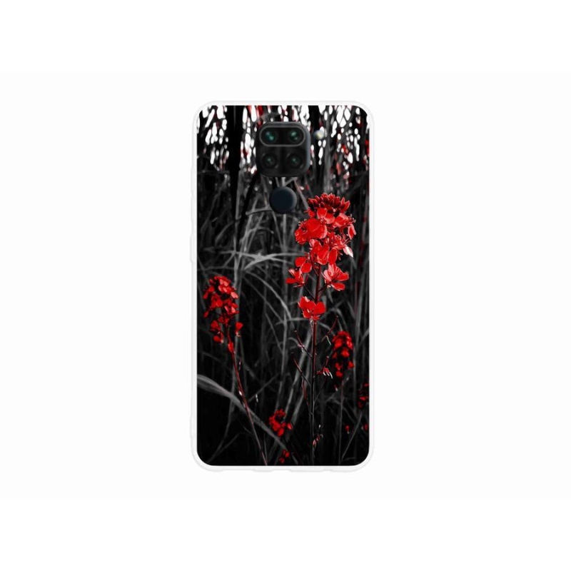 Gélový kryt mmCase na mobil Xiaomi Redmi Note 9 - červená rastlina