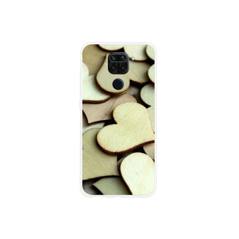 Gélový kryt mmCase na mobil Xiaomi Redmi Note 9 - drevená srdiečka