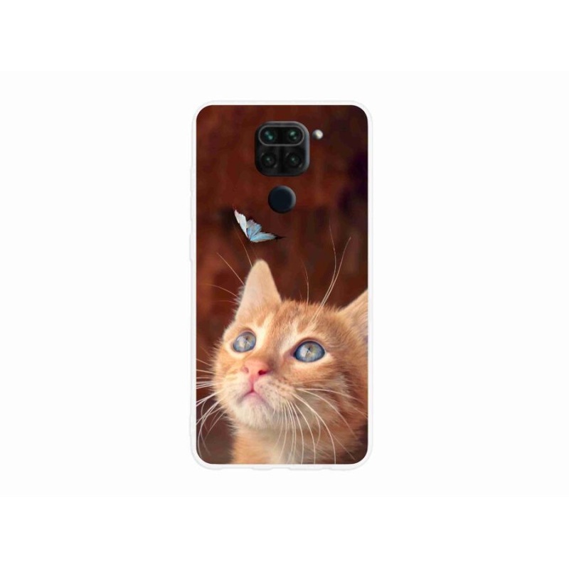 Gélový kryt mmCase na mobil Xiaomi Redmi Note 9 - motýľ a mačiatko