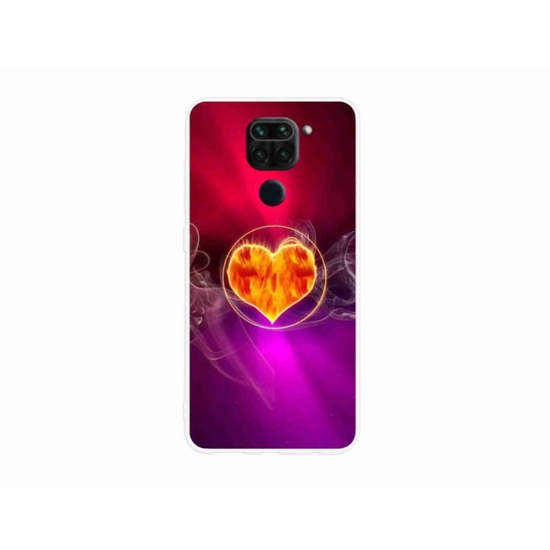 Gélový kryt mmCase na mobil Xiaomi Redmi Note 9 - ohnivé srdce