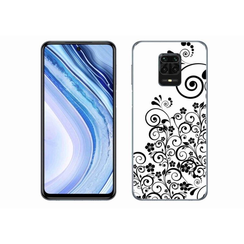 Gélový kryt mmCase na mobil Xiaomi Redmi Note 9 Pro - čiernobiele kvetinové vzory