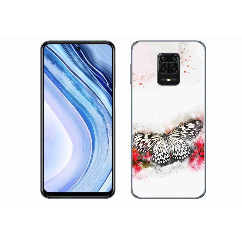 Gélový kryt mmCase na mobil Xiaomi Redmi Note 9 Pro - čiernobiely motýľ