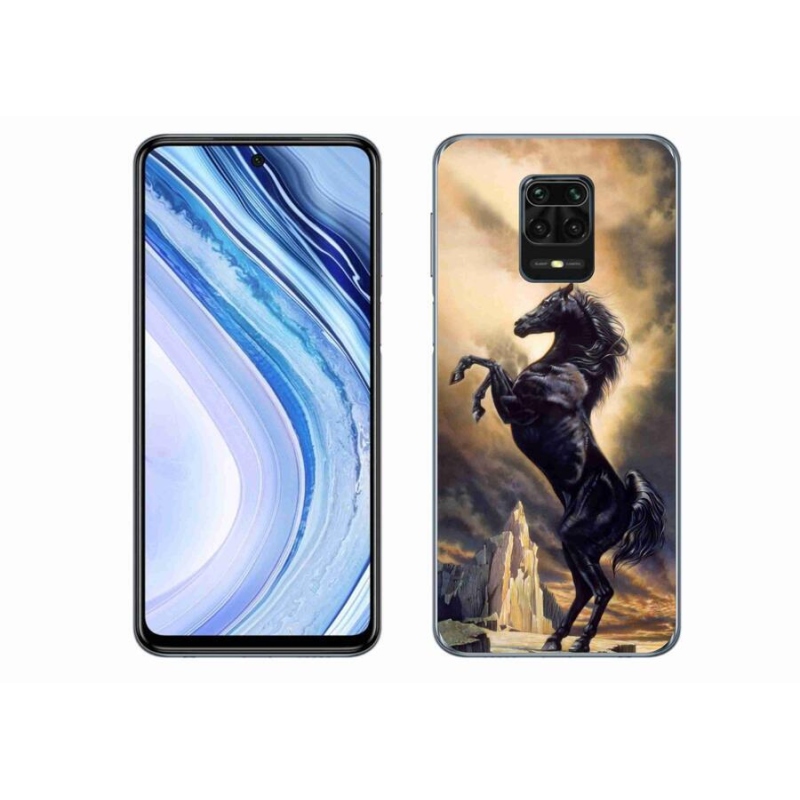 Gélový kryt mmCase na mobil Xiaomi Redmi Note 9 Pro - čierny kreslený kôň
