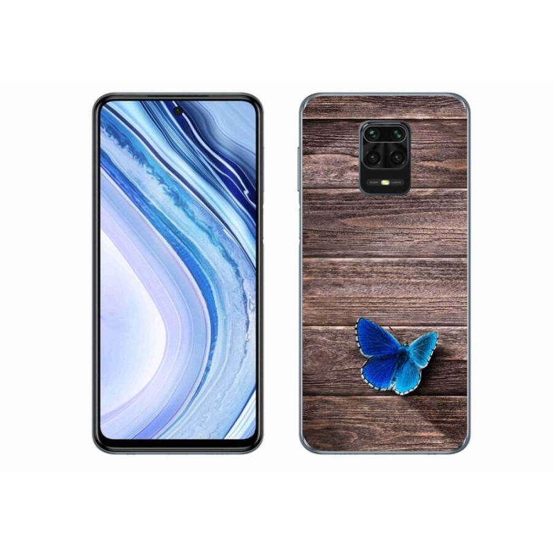 Gélový kryt mmCase na mobil Xiaomi Redmi Note 9 Pro - modrý motýľ 1