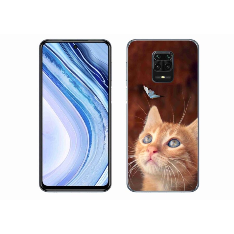 Gélový kryt mmCase na mobil Xiaomi Redmi Note 9 Pro - motýľ a mačiatko