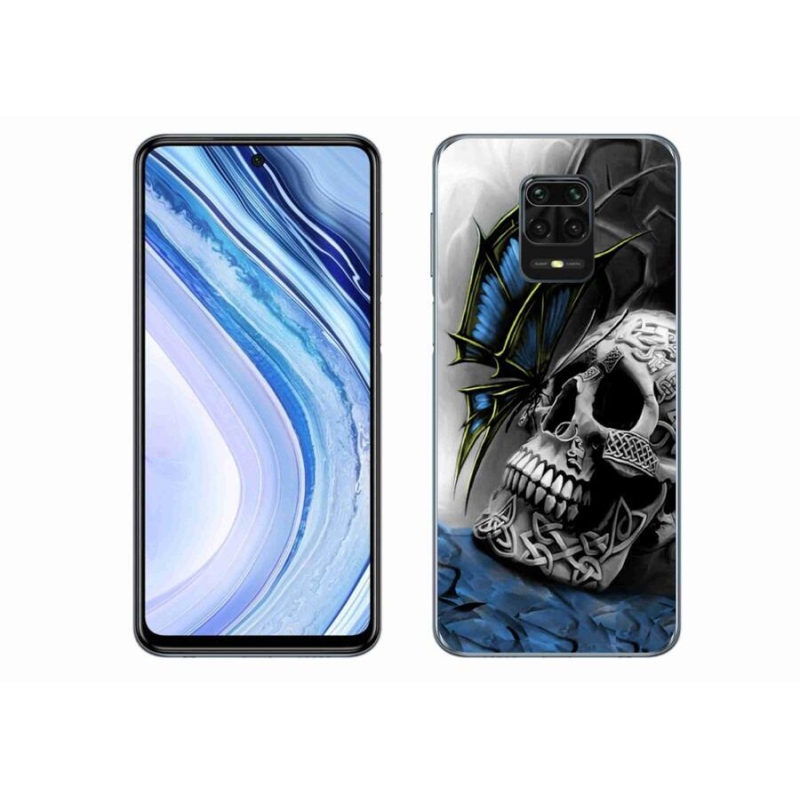 Gélový kryt mmCase na mobil Xiaomi Redmi Note 9 Pro - motýľ a lebka