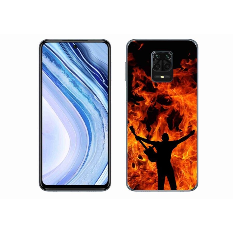 Gélový kryt mmCase na mobil Xiaomi Redmi Note 9 Pro - muzikant a oheň