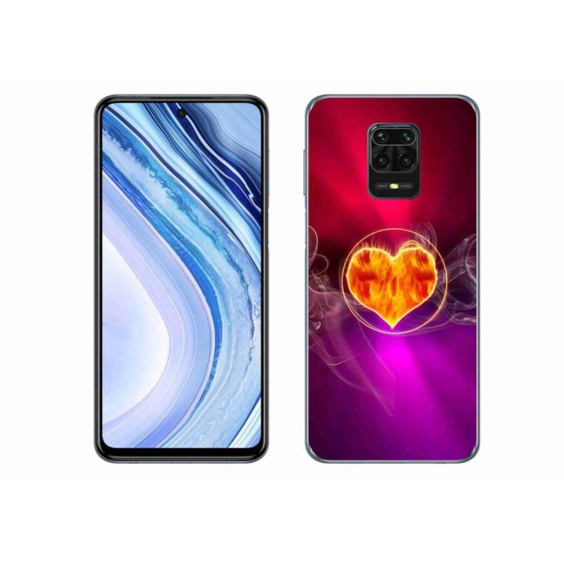 Gélový kryt mmCase na mobil Xiaomi Redmi Note 9 Pro - ohnivé srdce