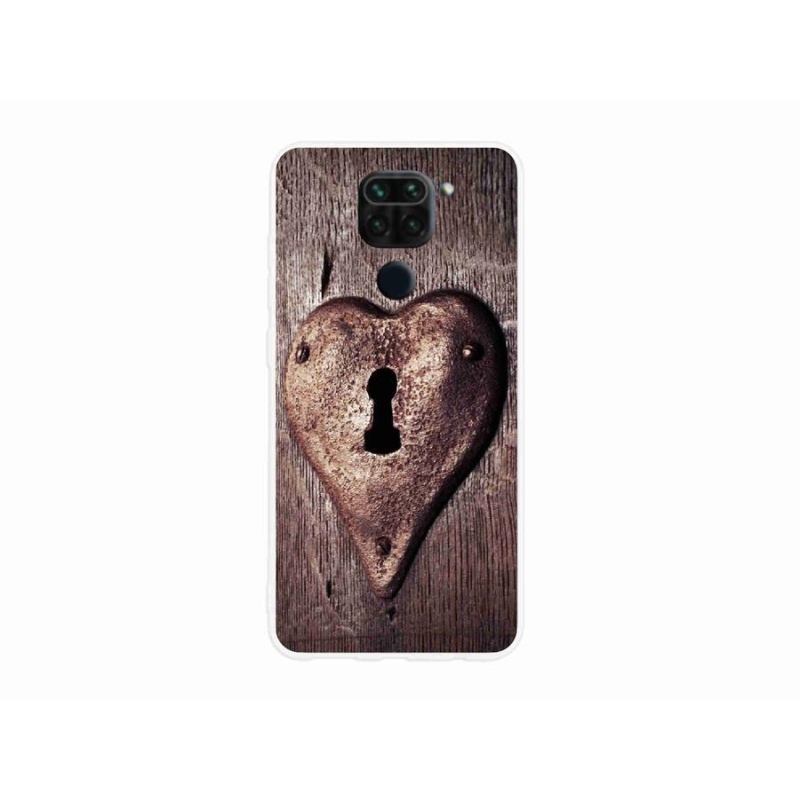 Gélový kryt mmCase na mobil Xiaomi Redmi Note 9 - zámok v tvare srdca