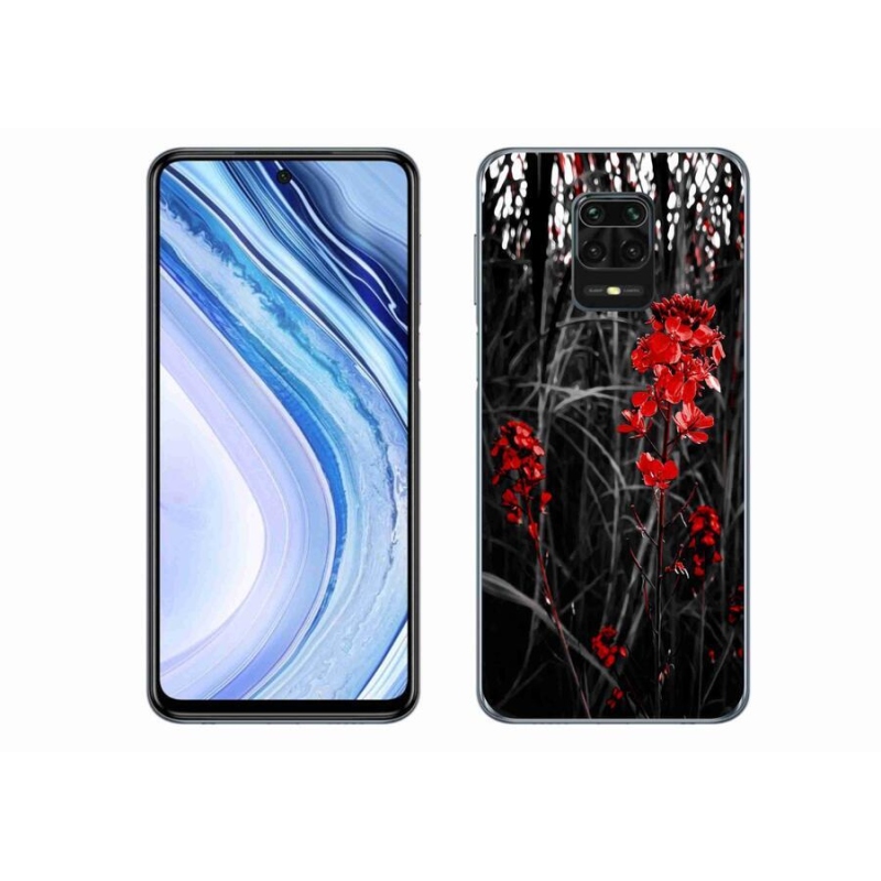 Gélový kryt mmCase na mobil Xiaomi Redmi Note 9S - červená rastlina