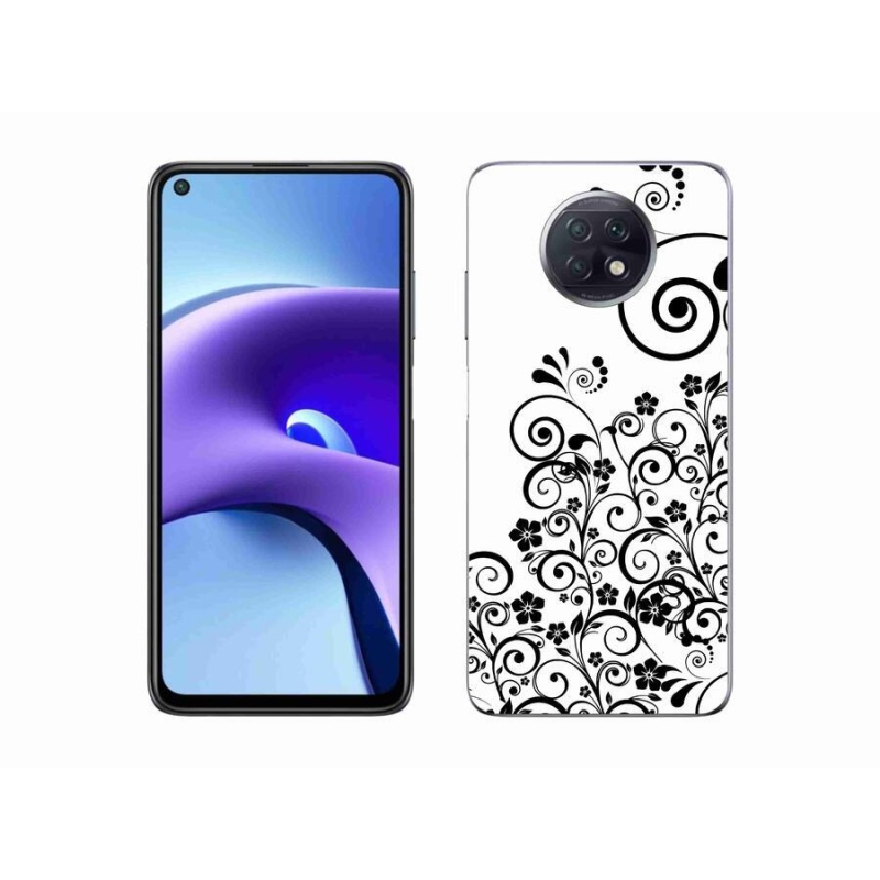 Gélový kryt mmCase na mobil Xiaomi Redmi Note 9T 5G - čiernobiele kvetinové vzory