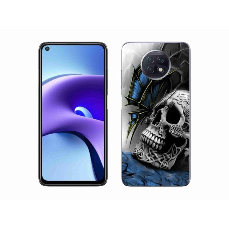 Gélový kryt mmCase na mobil Xiaomi Redmi Note 9T 5G - motýľ a lebka