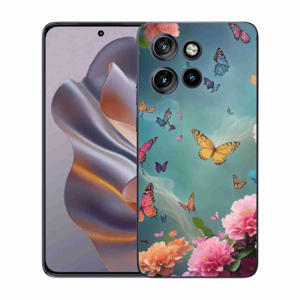Gélový kryt mmCase na Motorola Edge 50 Neo - farebné kvety a motýle