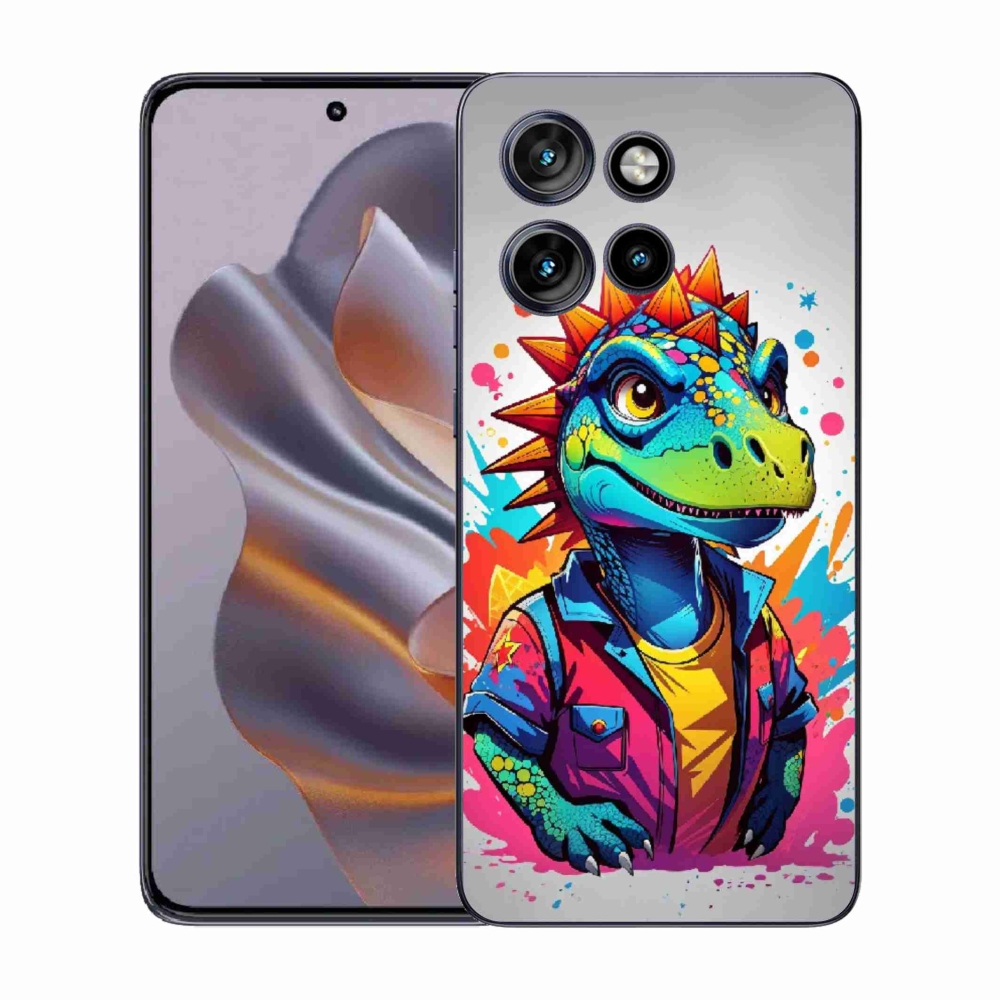 Gélový kryt mmCase na Motorola Edge 50 Neo - farebný dinosaurus