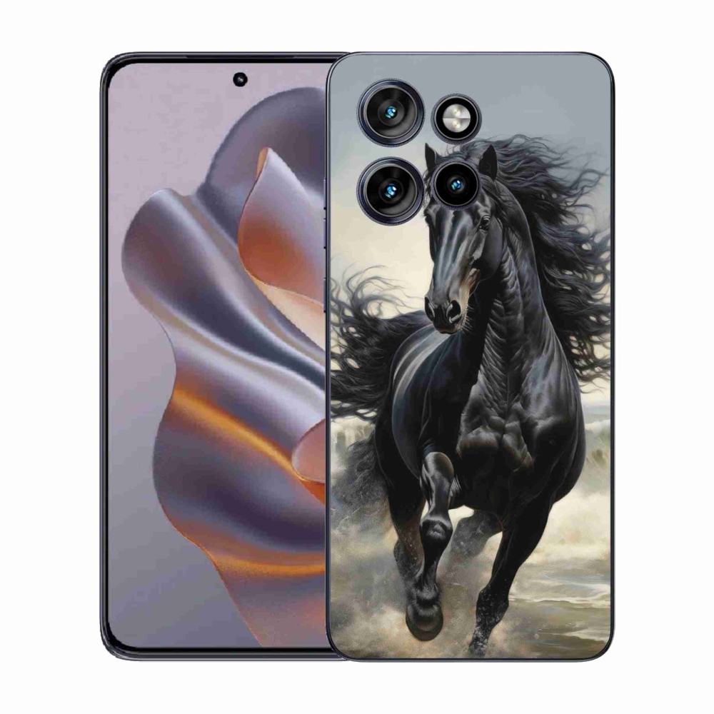 Gélový kryt mmCase na Motorola Edge 50 Neo - bežiaci čierny kôň