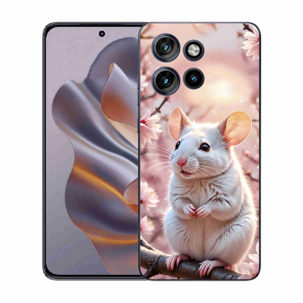 Gélový kryt mmCase na Motorola Edge 50 Neo - biela myš na vetve