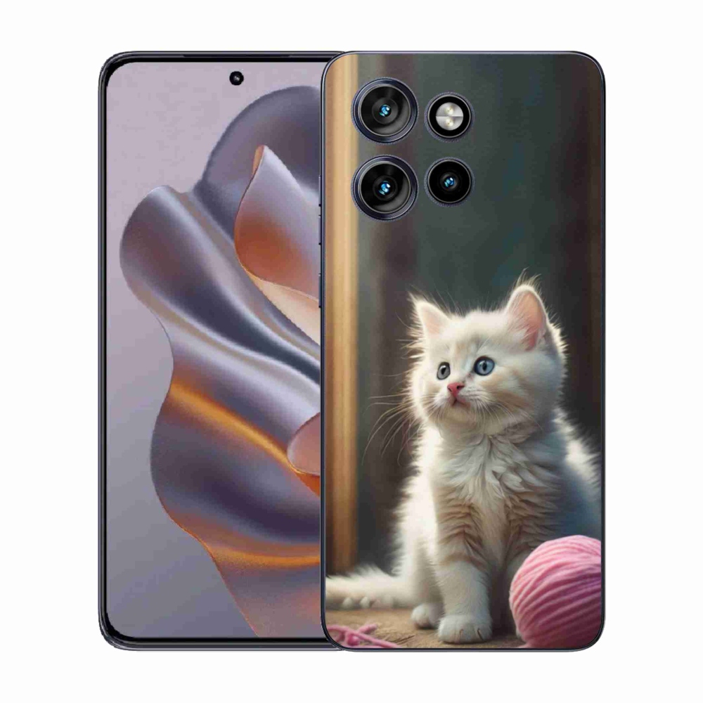 Gélový kryt mmCase na Motorola Edge 50 Neo - biele mačiatko 2