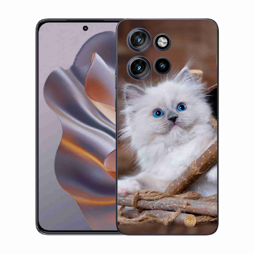 Gélový kryt mmCase na Motorola Edge 50 Neo - biele mačiatko