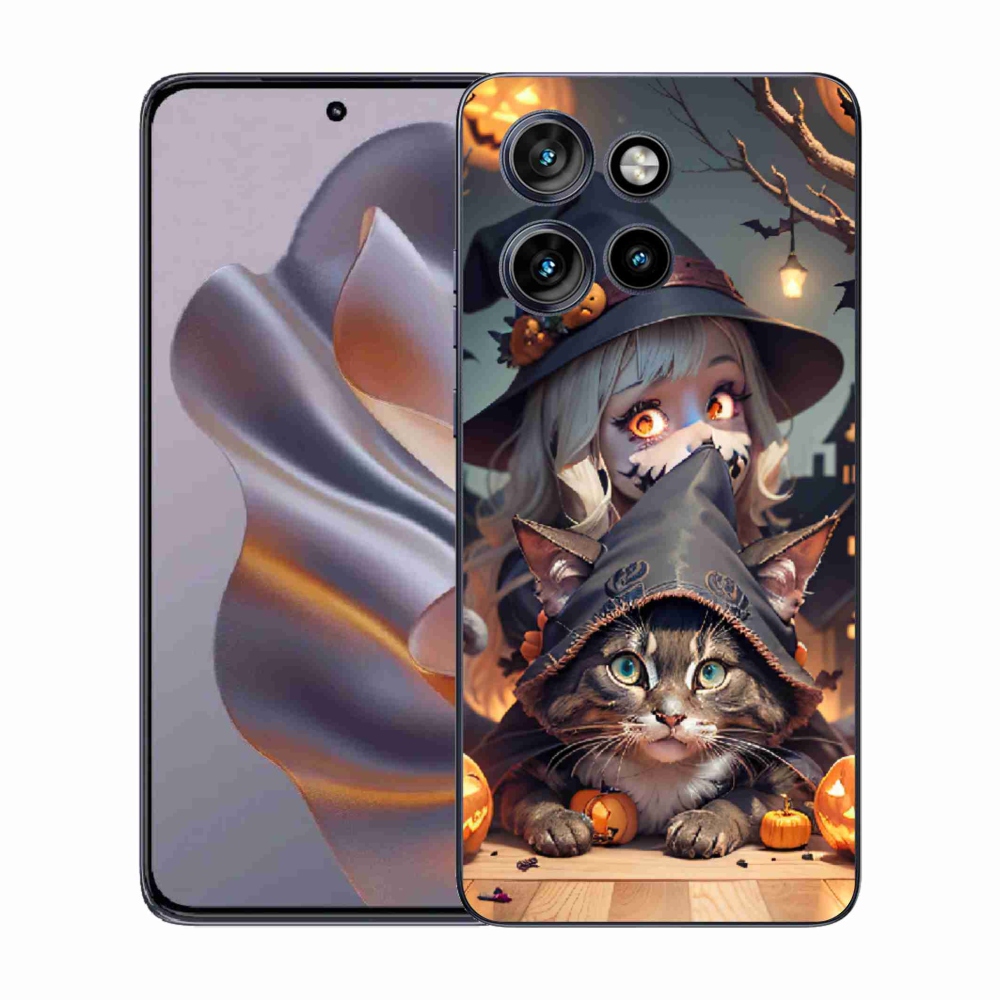 Gélový kryt mmCase na Motorola Edge 50 Neo - čarodejnica s mačkou