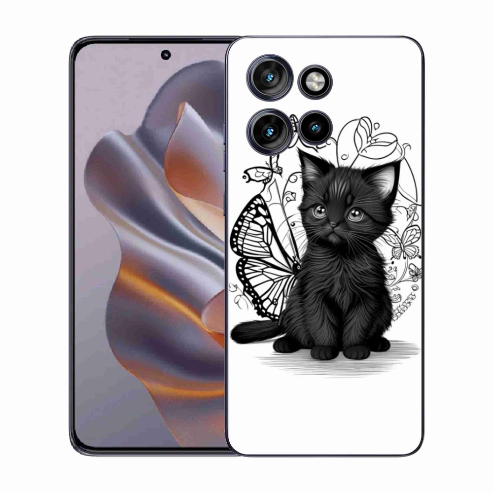 Gélový kryt mmCase na Motorola Edge 50 Neo - čierne mačiatko