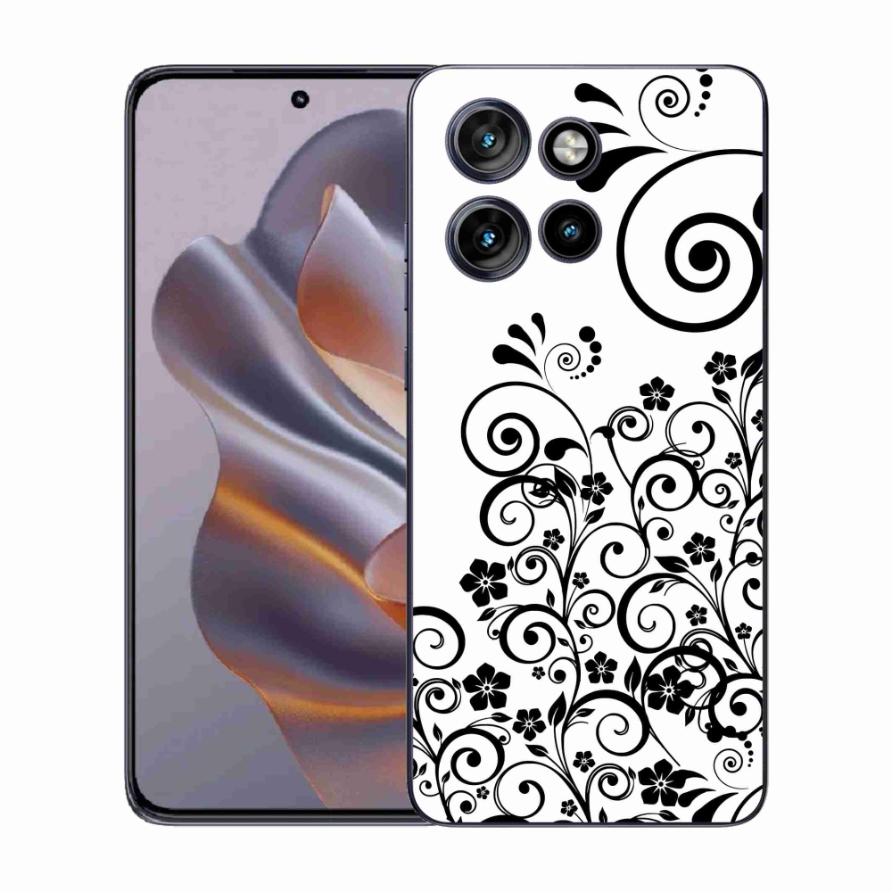 Gélový kryt mmCase na Motorola Edge 50 Neo - čiernobiele kvetinové vzory