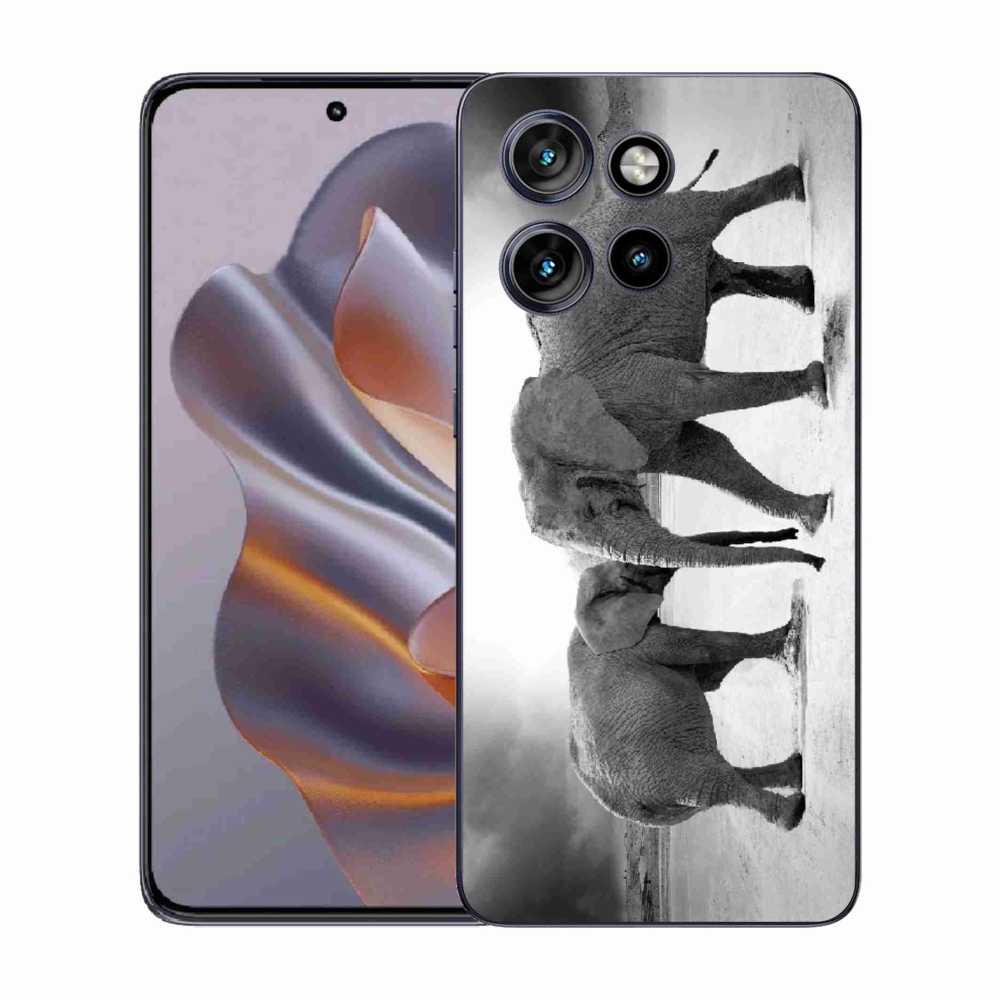 Gélový kryt mmCase na Motorola Edge 50 Neo - čiernobieli slony