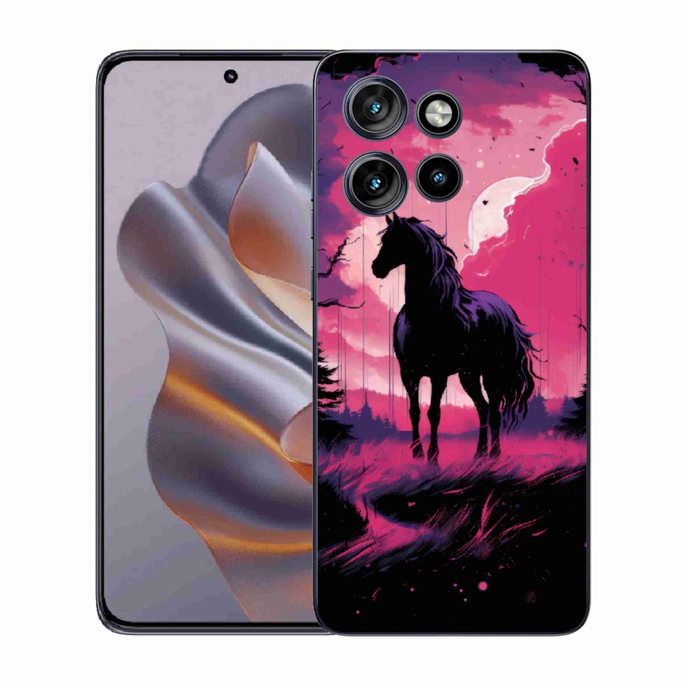 Gélový kryt mmCase na Motorola Edge 50 Neo - čierny kreslený kôň 1
