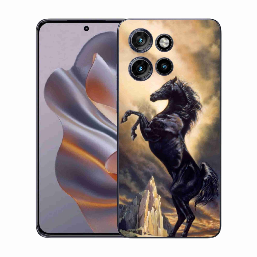 Gélový kryt mmCase na Motorola Edge 50 Neo - čierny kreslený kôň