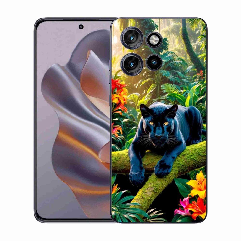Gélový kryt mmCase na Motorola Edge 50 Neo - čierny panter v džungli