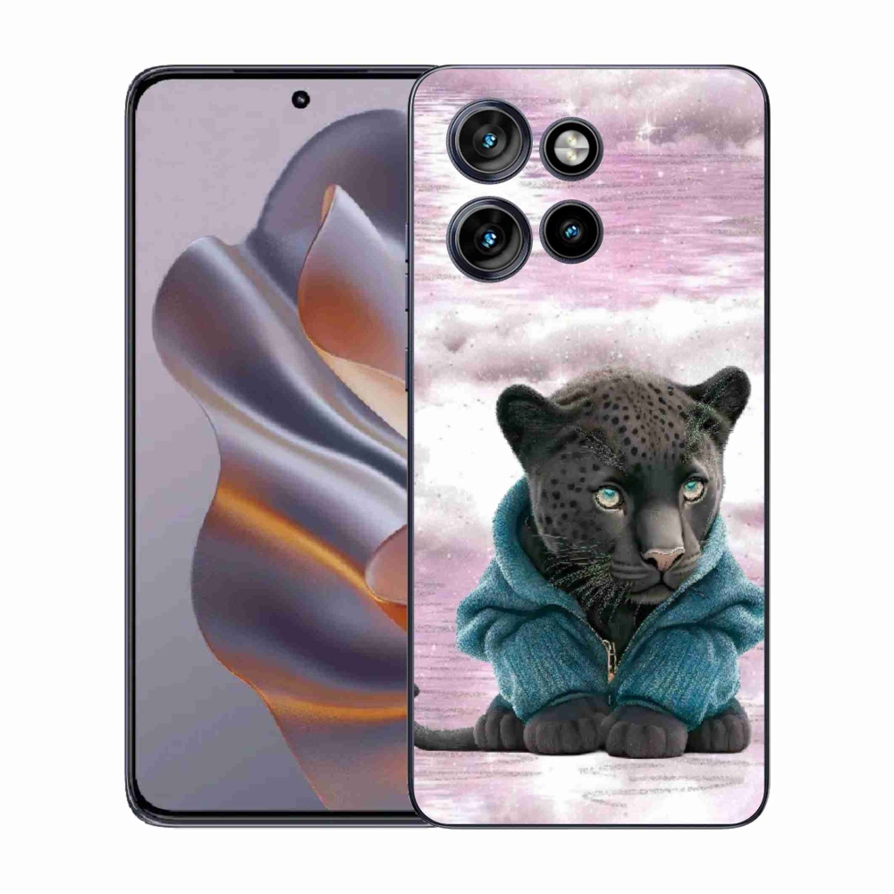 Gélový kryt mmCase na Motorola Edge 50 Neo - čierny panter vo svetri