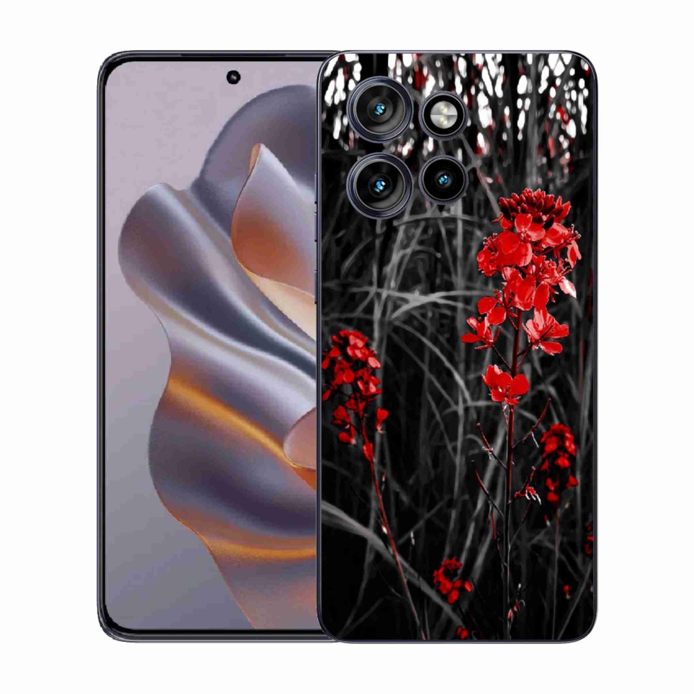 Gélový kryt mmCase na Motorola Edge 50 Neo - červená rastlina