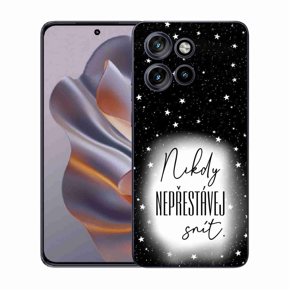 Gélový kryt mmCase na Motorola Edge 50 Neo - citát 1 bieločierne pozadie