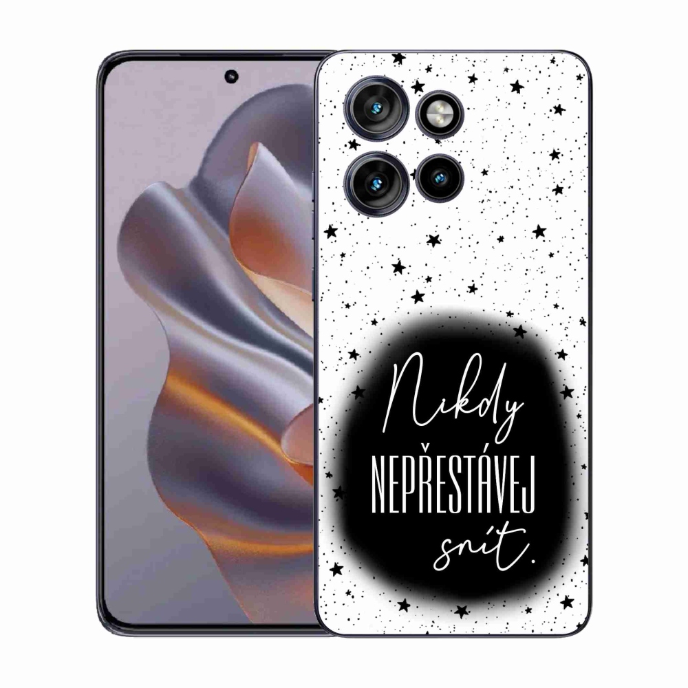 Gélový kryt mmCase na Motorola Edge 50 Neo - citát 1 čiernobiele pozadie