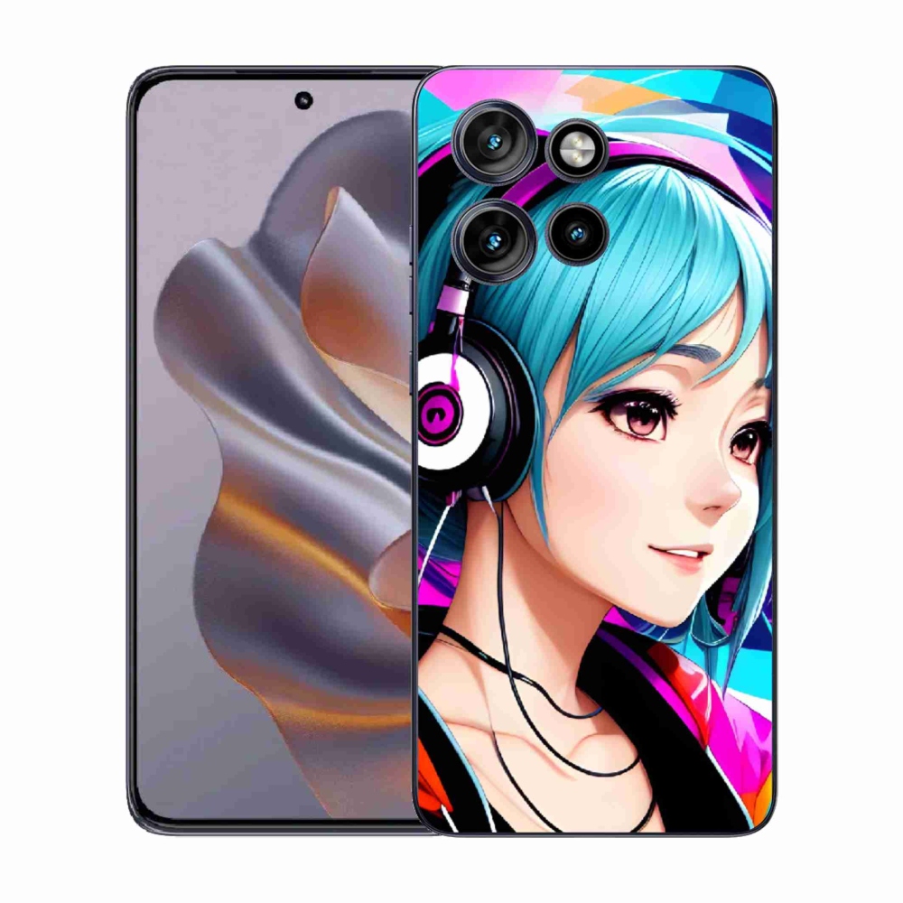 Gélový kryt mmCase na Motorola Edge 50 Neo - dievča so slúchadlami