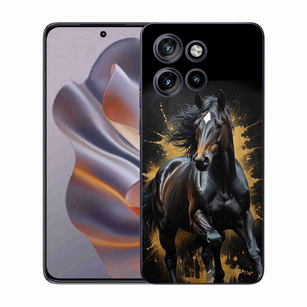 Gélový kryt mmCase na Motorola Edge 50 Neo - elegantný čierny žrebec