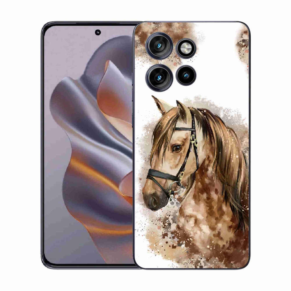 Gélový kryt mmCase na Motorola Edge 50 Neo - hnedý kreslený kôň