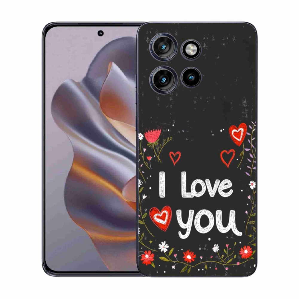 Gélový kryt mmCase na Motorola Edge 50 Neo - I love you čierne pozadie