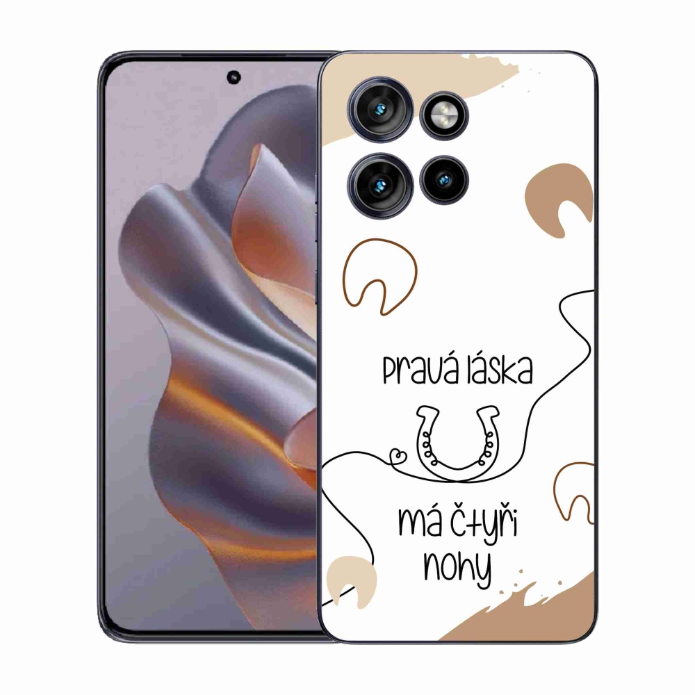 Gélový kryt mmCase na Motorola Edge 50 Neo - konský motív biele pozadie