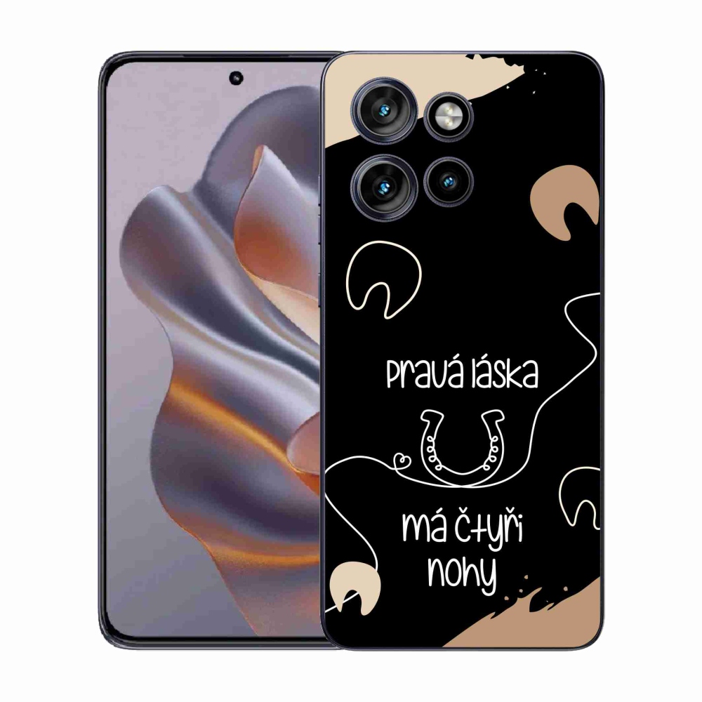 Gélový kryt mmCase na Motorola Edge 50 Neo - konský motív čierne pozadie