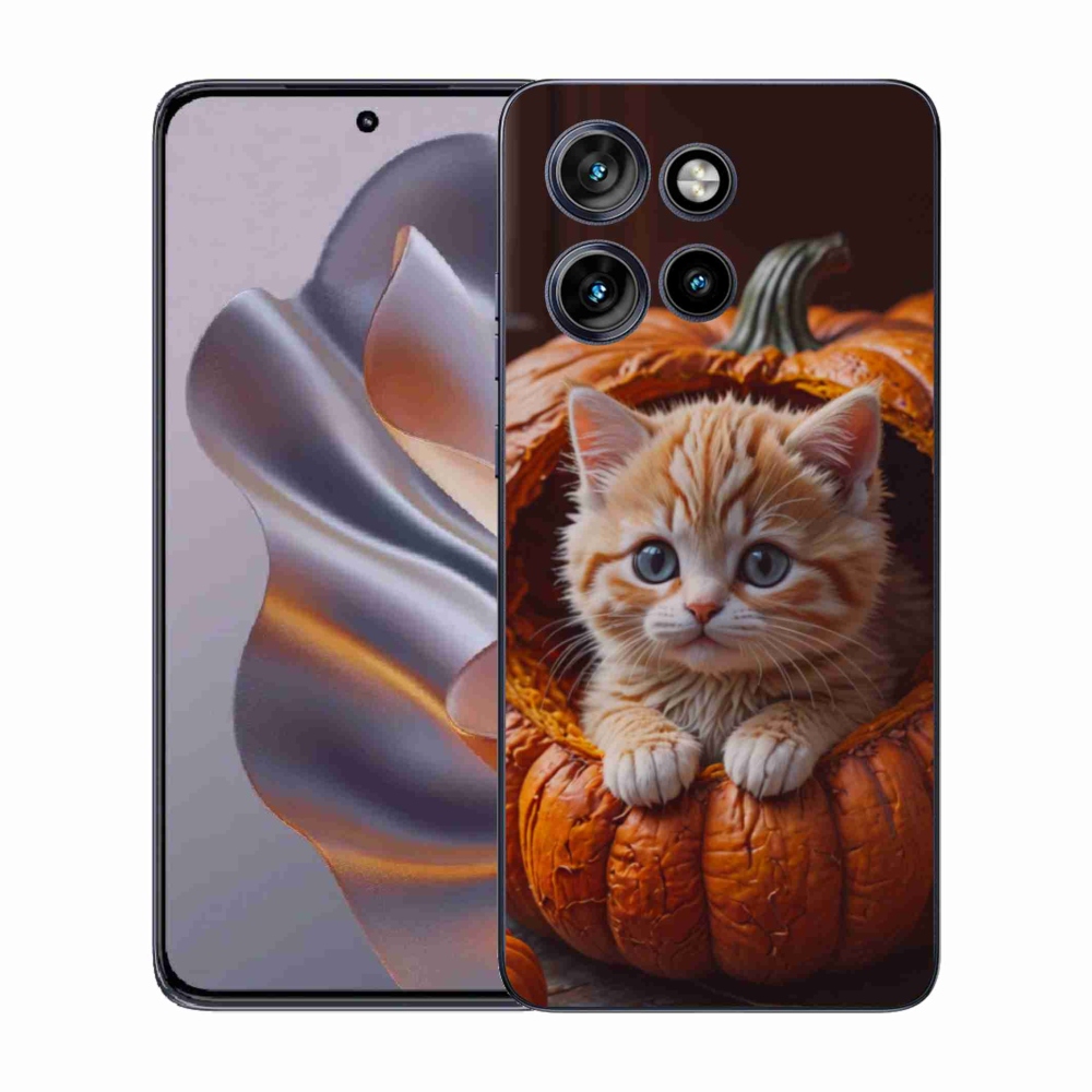 Gélový kryt mmCase na Motorola Edge 50 Neo - mačiatko a tekvica 2