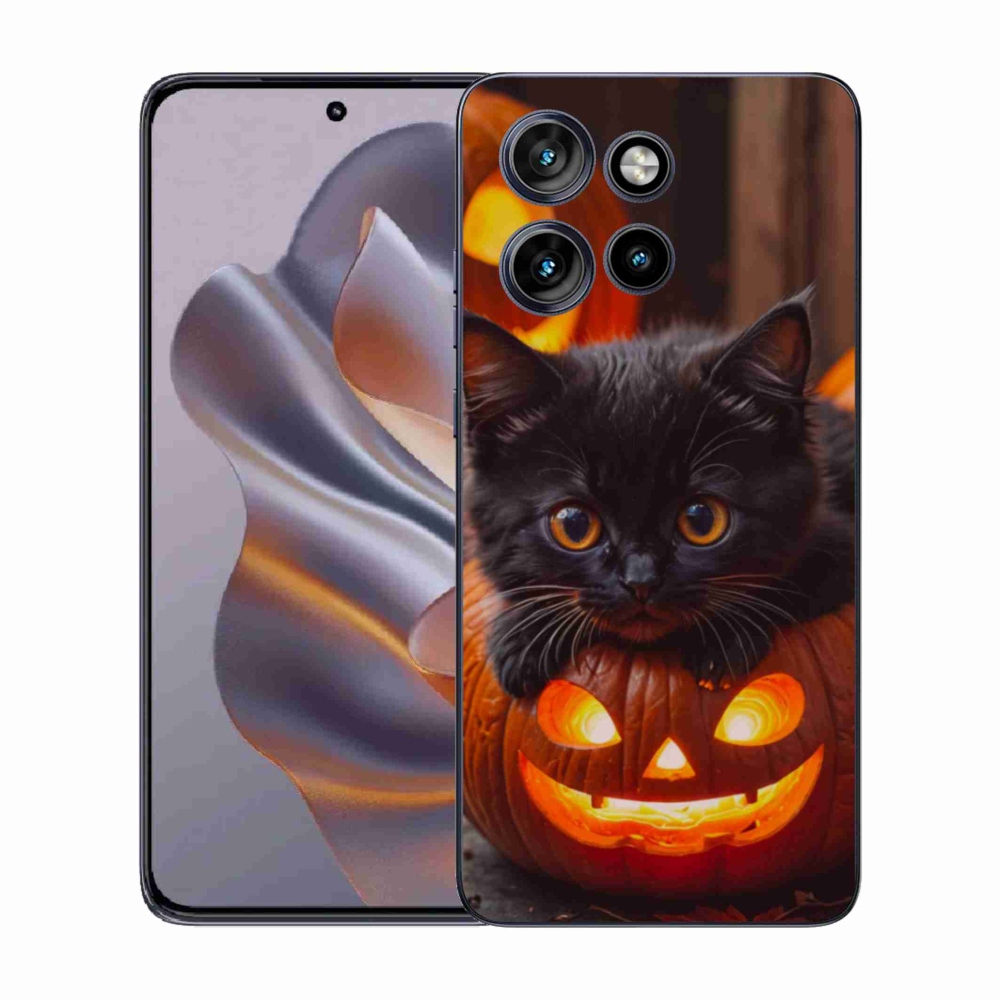Gélový kryt mmCase na Motorola Edge 50 Neo - mačiatko a tekvica