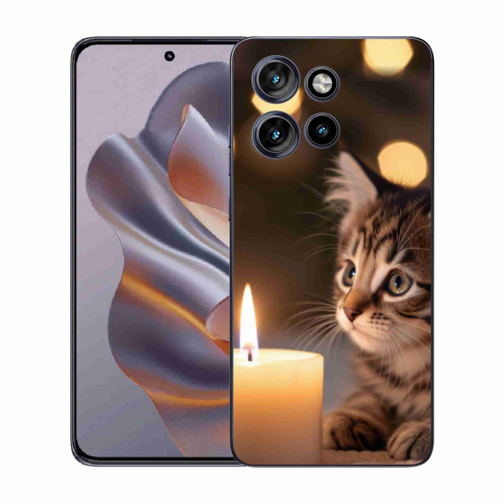 Gélový kryt mmCase na Motorola Edge 50 Neo - mačiatko a sviečka
