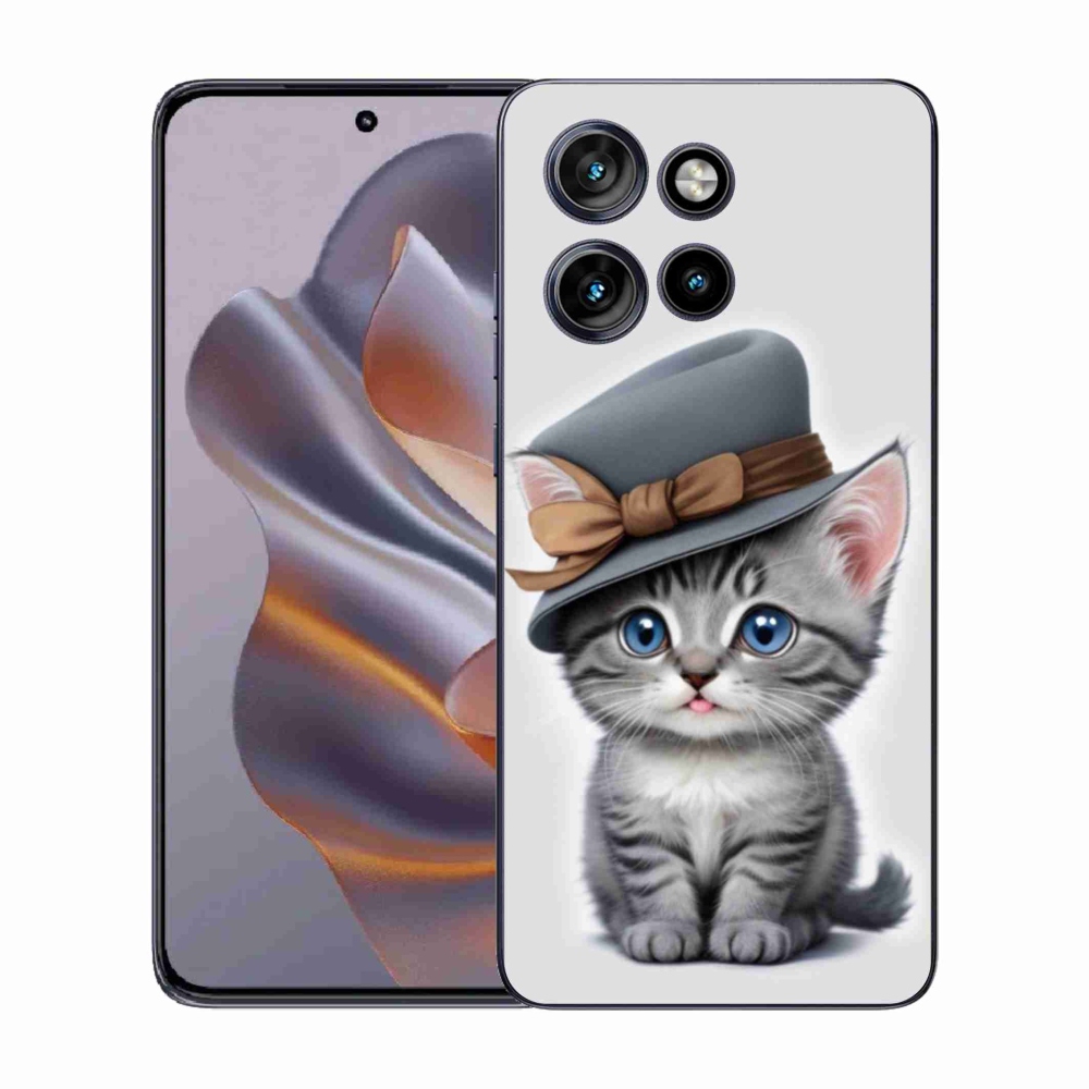 Gélový kryt mmCase na Motorola Edge 50 Neo - mačiatko s klobúkom