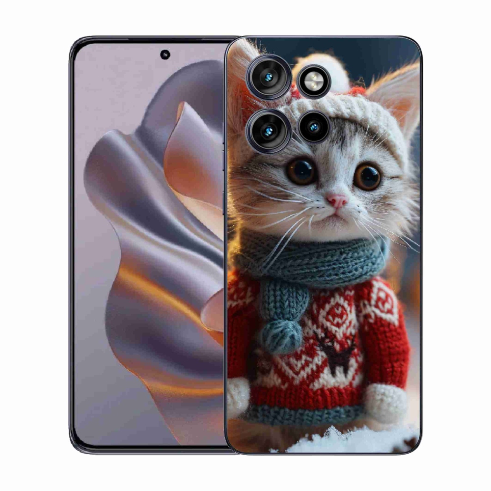 Gélový kryt mmCase na Motorola Edge 50 Neo - mačiatko vo svetri