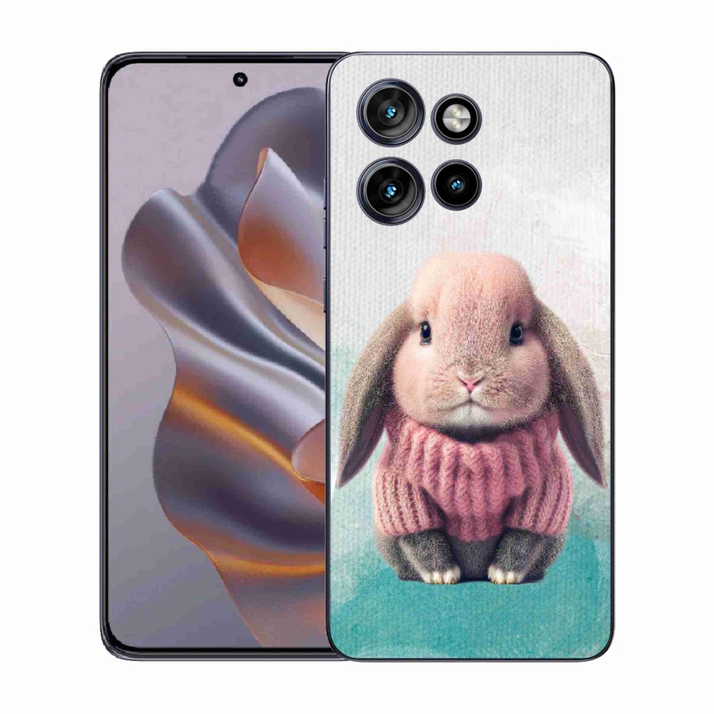 Gélový kryt mmCase na Motorola Edge 50 Neo - zajačik vo svetri