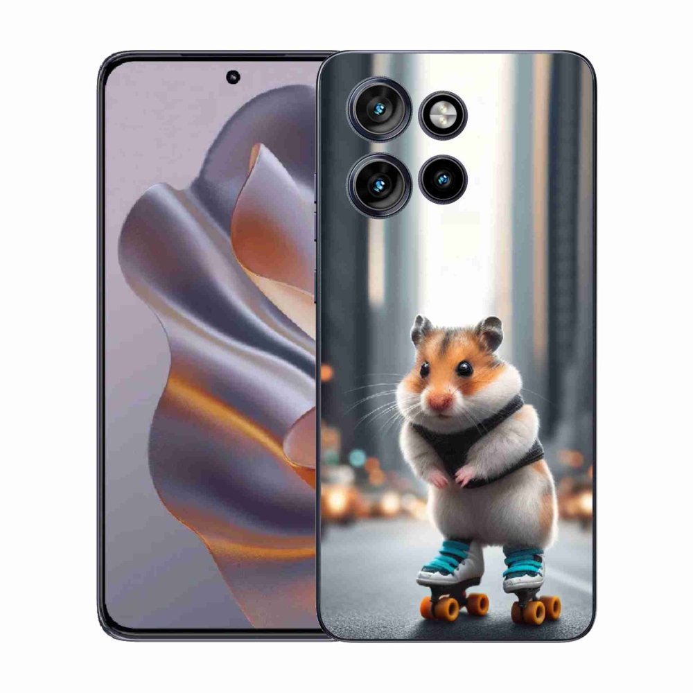 Gélový kryt mmCase na Motorola Edge 50 Neo - škrečok na korčuliach