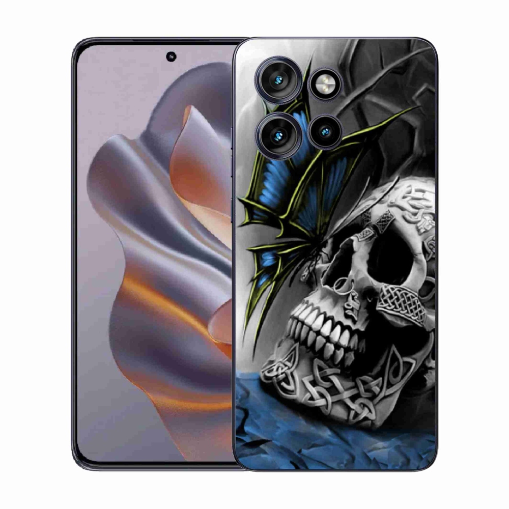Gélový kryt mmCase na Motorola Edge 50 Neo - motýľ a lebka