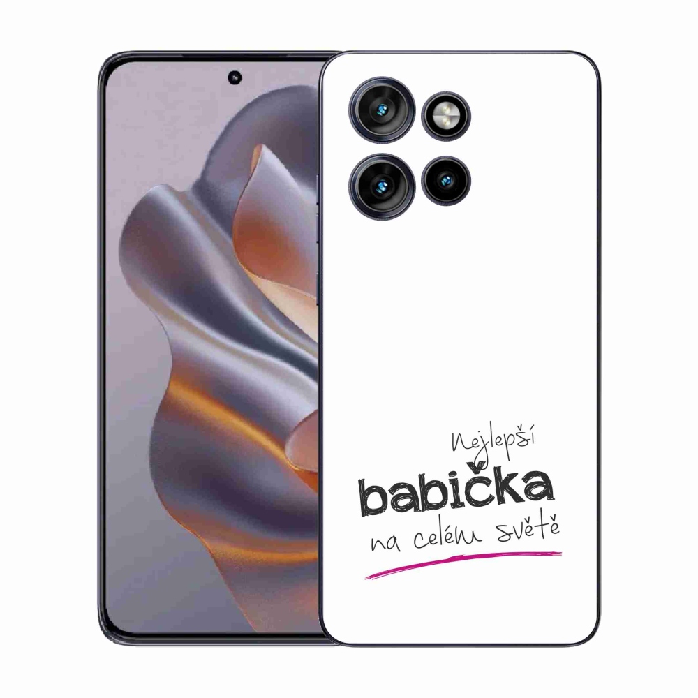 Gélový kryt mmCase na Motorola Edge 50 Neo - najlepšia babička 4 biele pozadie