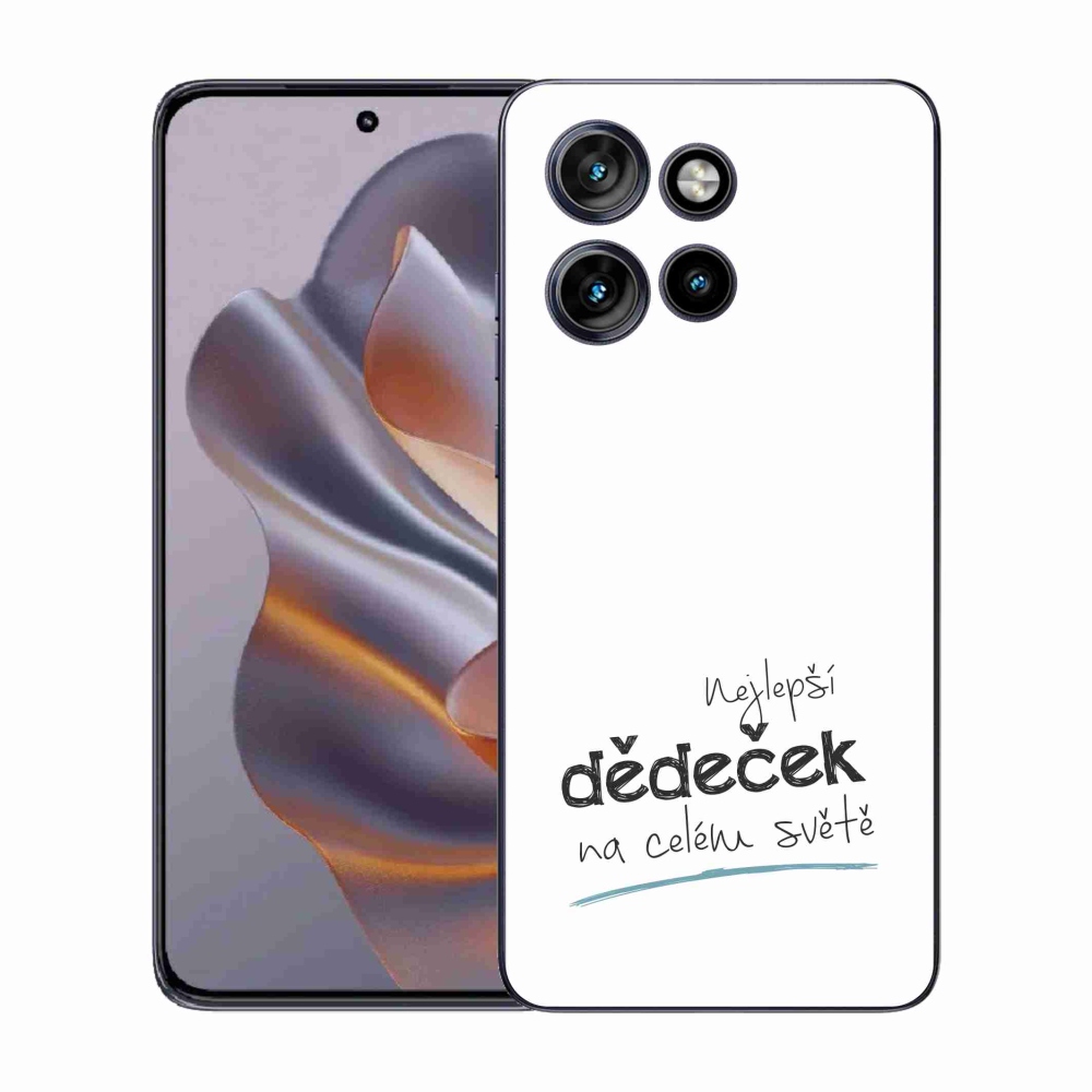 Gélový kryt mmCase na Motorola Edge 50 Neo - najlepší dedko 3 biele pozadie