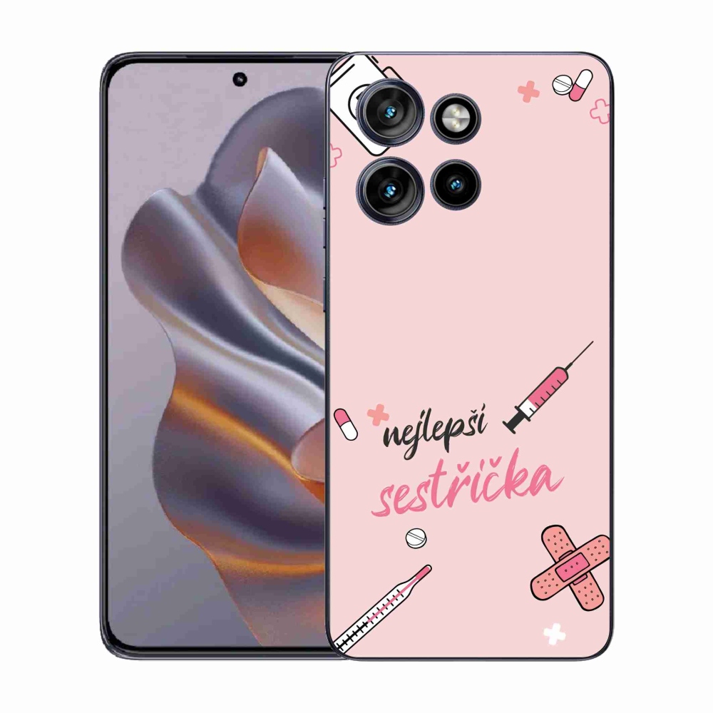 Gélový kryt mmCase na Motorola Edge 50 Neo - najlepšia sestrička ružové pozadie